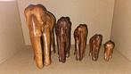 Houten Olifanten Familie - Handgesneden Set van 5, Ophalen of Verzenden