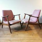 Vintage Louis van Teeffelen Webe Fauteuils 2 stuks Stoel, Huis en Inrichting, Ophalen, Hout, Gebruikt, Minder dan 75 cm