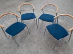 4 stoelen ophalen teab, Huis en Inrichting, Stoelen, Metaal, Blauw, Vier, Gebruikt