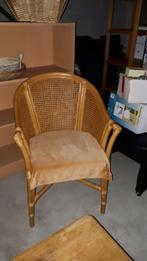 Een zgan halfronde rotan fauteuil met webbing leuning, Huis en Inrichting, Minder dan 75 cm, Riet of Rotan, Zo goed als nieuw