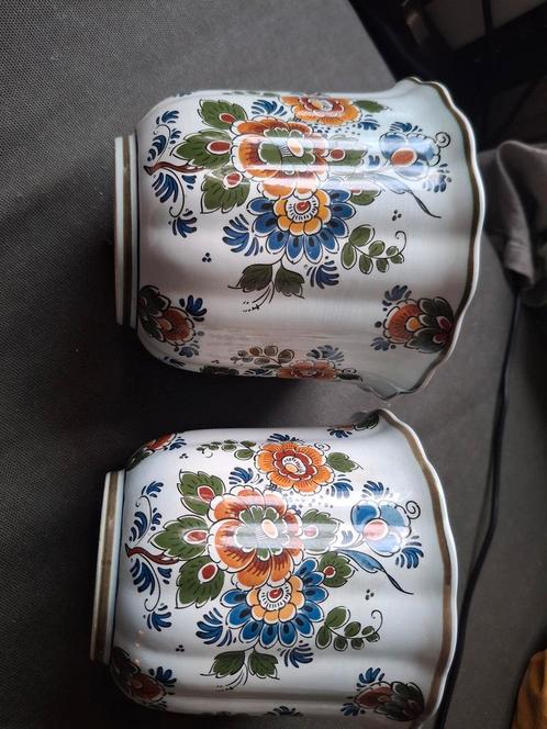 Polychroom Delft handwerk vintage bloempotten, Antiek en Kunst, Antiek | Porselein, Ophalen of Verzenden