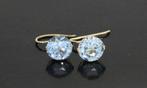 Blauwe topaas 14k gouden design oorbellen dames vintage
