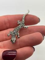 B938 Prachtige zilveren broche hagedis, Ophalen of Verzenden, Zilver, Broche, Met edelsteen