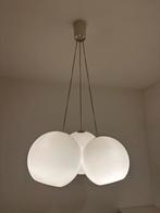 Hanglamp met 3 glazen bollen & Hue verlichting, Ophalen, Gebruikt, Glas, 75 cm of meer