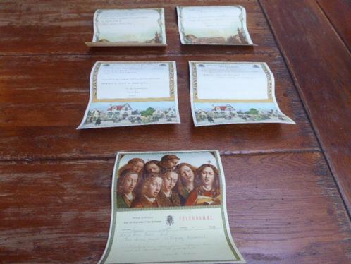 5 Belgische gelukstelegrammen, Antiek en Kunst, Curiosa en Brocante, Ophalen of Verzenden