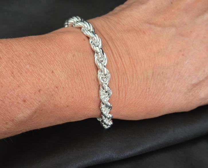 Zilveren Rope/Koord armband. 2025/543.   33.4 Gram., Sieraden, Tassen en Uiterlijk, Armbanden, Nieuw, Zilver, Zilver, Ophalen of Verzenden
