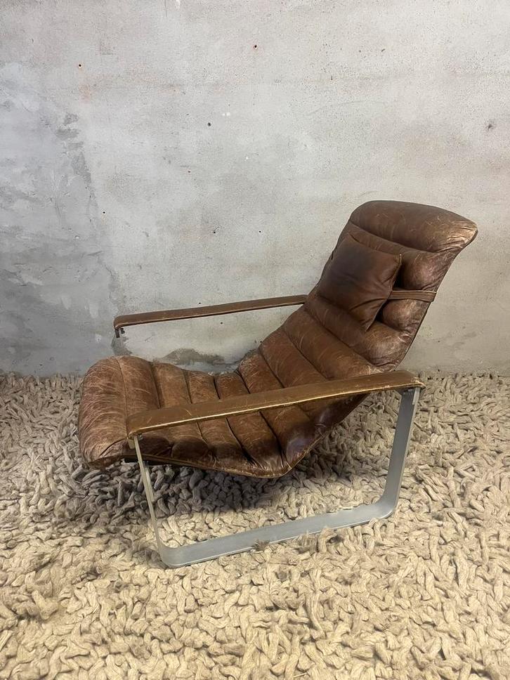 Pulkka fauteuil van Ilmari Lappalainen voor ASKO – Finland, Huis en Inrichting, Fauteuils, Zo goed als nieuw, Leer, 50 tot 75 cm