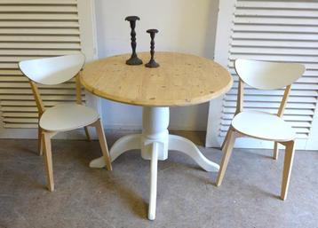Prachtige witte landelijke ronde eettafel 94 cm beschikbaar voor biedingen