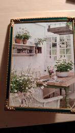 Schitterend brocant fotolijstje groen gouden rand uniek, Antiek en Kunst, Curiosa en Brocante, Ophalen of Verzenden