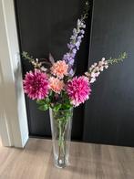Zijden bloemen op glazen vaas, Ophalen, Nieuw