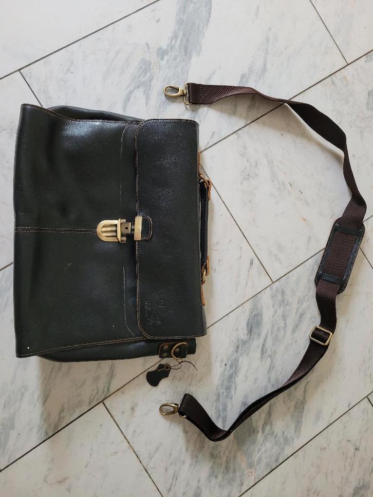 Stevige aktetas echt leer, met draagriem, Sieraden, Tassen en Uiterlijk, Tassen | Schoudertassen, Nieuw, Overige merken, Bruin