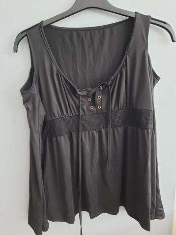 Zwarte korte blouse cold shoulder maat XXL/XL (festival) beschikbaar voor biedingen
