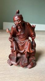 Chinees Houten beeldje van een oude man, Antiek en Kunst, Ophalen of Verzenden