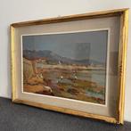 Schilderij, strand, Italie, gesigneerd, 1968, vintage,netjes, Ophalen of Verzenden