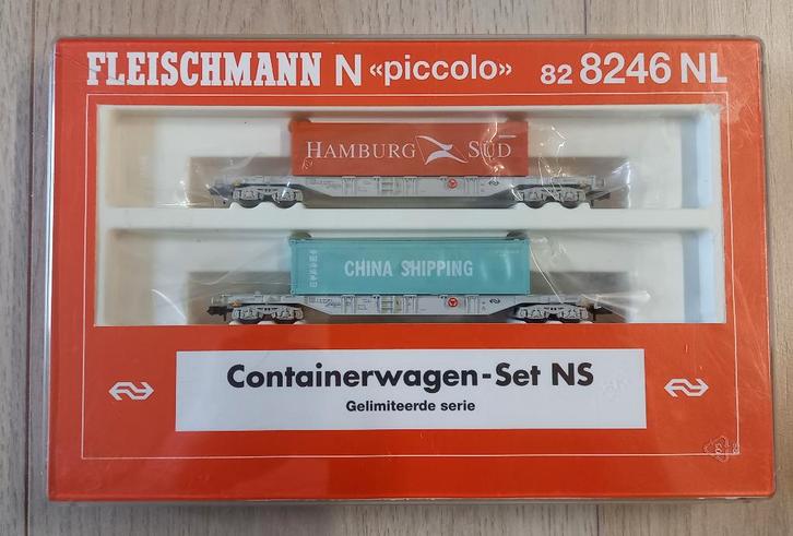 Fleischmann containerwagenset NS N spoor, Hobby en Vrije tijd, Modeltreinen | N-Spoor, Zo goed als nieuw, Wagon, Gelijkstroom