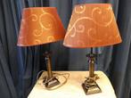 2 klassieke tafellampen met ovaalvormige lampenkappen, Huis en Inrichting, Lampen | Tafellampen, Minder dan 50 cm, Gebruikt, Ophalen