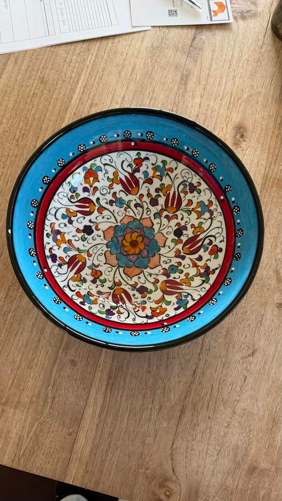 Ginar Schaal - Handbeschilderd, Overige materialen, Schaal, Rond, Ophalen of Verzenden