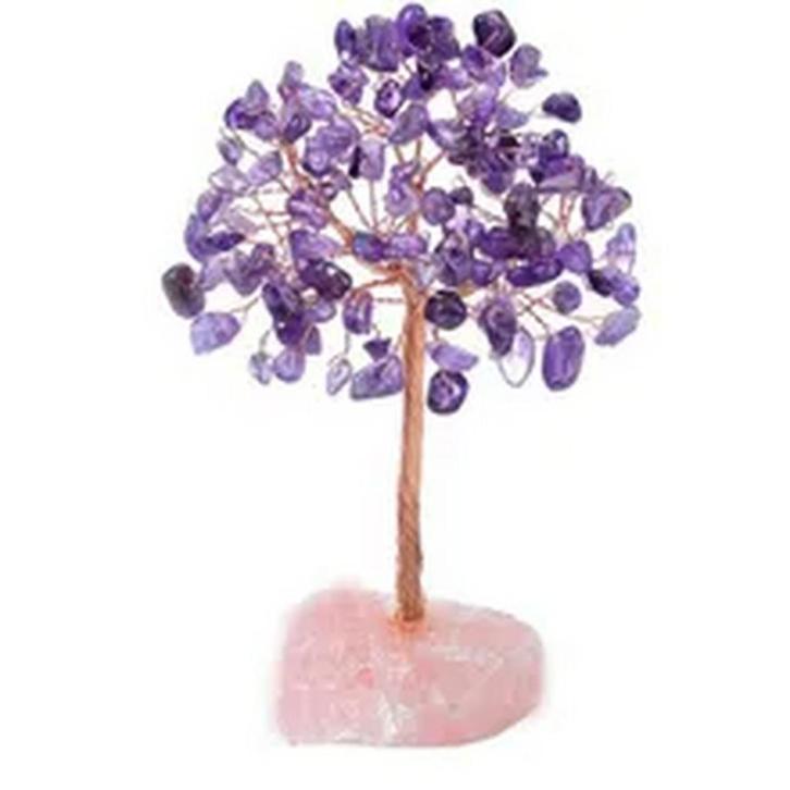 Geluksboom Amethist op ruwe edelsteen voetje, Sieraden, Tassen en Uiterlijk, Edelstenen, Nieuw, Ophalen of Verzenden