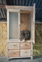 *Antiek grenen vitrinekast keukenkast buffetkast landelijk *, Ophalen, 100 tot 150 cm, Zo goed als nieuw, 150 tot 200 cm