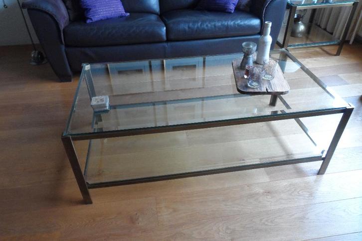 Salontafel, Huis en Inrichting, Tafels | Salontafels, Gebruikt, Minder dan 50 cm, 50 tot 100 cm, 100 tot 150 cm, Rechthoekig, Glas