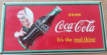 Coca Cola reclamebord emaille 41,5 x 21 cm beschikbaar voor biedingen