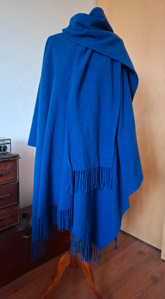 Vintage kobaal blauwe winterse cape jas one size, Kleding | Dames, Jassen | Winter, Gedragen, Maat 46/48 (XL) of groter, Blauw