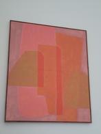 Groot schilderij met bruin/ walnoot houten lijst, Antiek en Kunst, Kunst | Schilderijen | Abstract, Ophalen of Verzenden