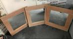 3 st. spiegels 60x60cm met houten rand, Ophalen, Vierkant, Zo goed als nieuw, Minder dan 100 cm