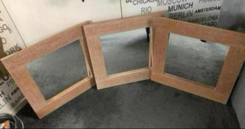3 st. spiegels 60x60cm met houten rand, Huis en Inrichting, Woonaccessoires | Spiegels, Zo goed als nieuw, 50 tot 75 cm, Minder dan 100 cm