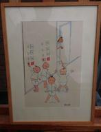 Stoute baby's 1962 Breda kraamzorg  inkt/aquarel, gesigneerd, Antiek en Kunst, Kunst | Schilderijen | Klassiek, Ophalen of Verzenden