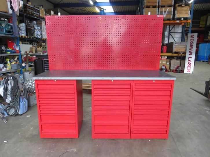 werkbank werktafel met achterwand en ladekasten incl sleutel, Doe-het-zelf en Verbouw, Werkbanken, Gebruikt, 170 cm of meer, Ophalen