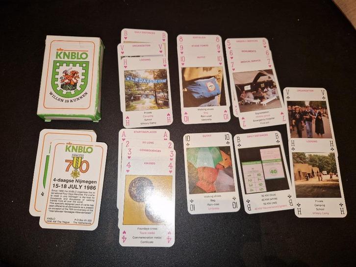 KNBLO Kwartetspel – 70 Jaar Vierdaagse Nijmegen – 1986, Verzamelen, Speelkaarten, Jokers en Kwartetten, Zo goed als nieuw, Kwartet(ten)