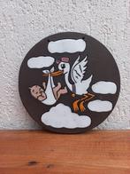 Mooi wandbord. Kraamcadeau. Vintage. Ooievaar. Keramiek, Antiek en Kunst, Antiek | Keramiek en Aardewerk, Ophalen of Verzenden