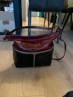 Claudio Ferrici tas leder Bordeaux met zwart en grijs, Ophalen of Verzenden, Gebruikt, Overige kleuren, Schoudertasje
