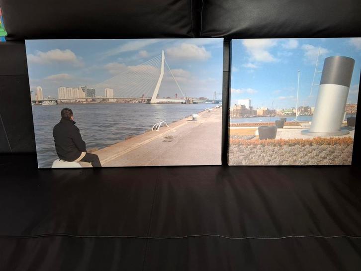 Rotterdam Erasmusbrug, Wilhelminakade, Huis en Inrichting, Woonaccessoires | Schilderijen, Tekeningen en Foto's, Minder dan 50 cm