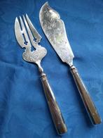 zilver VOORSNIJ MES+VORK, deels geciseleerd, lengte 27 cm, Antiek en Kunst, Ophalen of Verzenden