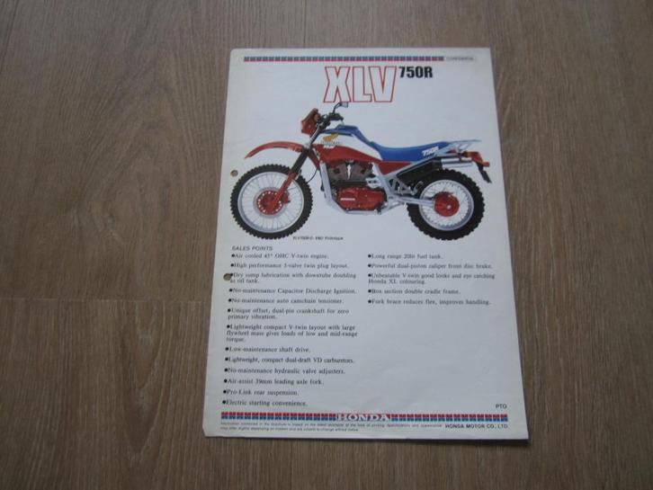 Honda XLV 750 R brochure folder 1983 ?, Motoren, Handleidingen en Instructieboekjes, Honda, Ophalen of Verzenden