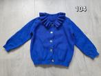 Gebreide blauwe vest meisje maat 104, Ophalen of Verzenden, Zo goed als nieuw