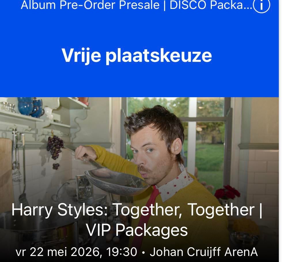 Harry styles: VIP TICKETS Together, Together, Tickets en Kaartjes, Twee personen, Mei