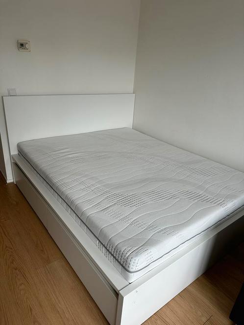 IKEA MALM bed met lades, Huis en Inrichting, Slaapkamer | Bedden, Zo goed als nieuw, Tweepersoons, 160 cm, 200 cm, Hout, Wit, Ophalen