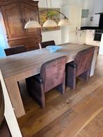 Moderne Houten Eettafel, Gebruikt, 100 tot 150 cm, Eikenhout, Ophalen of Verzenden