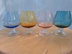 4 vintage kristal gekleurde glazen glas cognac borrel, Verzamelen, Glas en Borrelglaasjes, Overige typen, Gebruikt, Ophalen of Verzenden