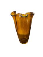 Vintage midcentury zakdoek vaas amber glas, Antiek en Kunst, Ophalen of Verzenden