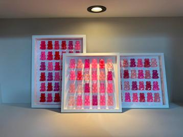 Schilderij roze teddybeer epoxy 3d paneel kunst japandi beschikbaar voor biedingen