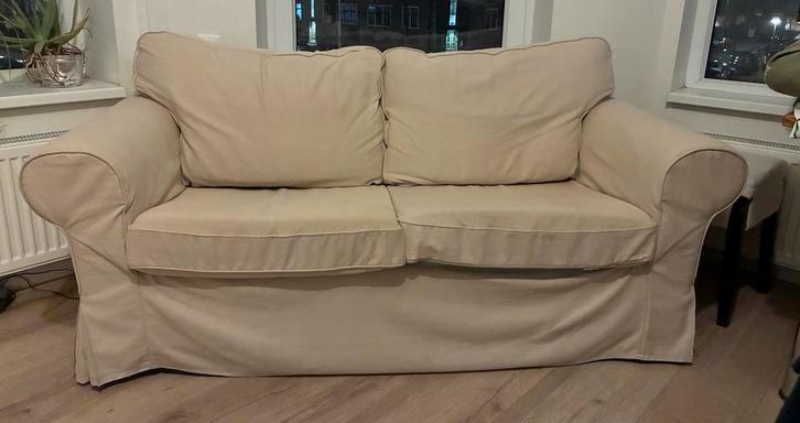 IKEA Ektorp 2 zitsbank beige, Huis en Inrichting, Banken | Sofa's en Chaises Longues, Gebruikt, Tweepersoons, 150 tot 200 cm, 75 tot 100 cm