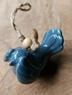 Vogel keramiek blauw, gave vintage, ophangen, tuinkamer, 5cm, Ophalen of Verzenden, Nieuw, Dier