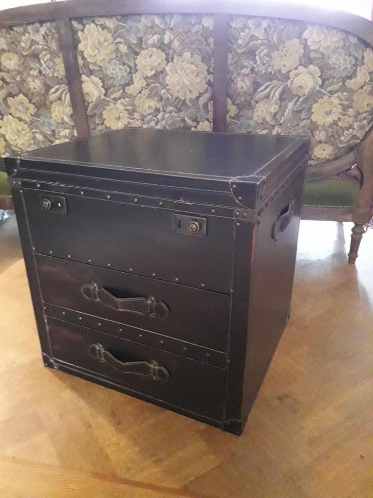 stijlvolle (kunst) Leren kist met 2x lade + klep, Huis en Inrichting, Kasten | Ladekasten, Gebruikt, Minder dan 100 cm, 50 tot 100 cm
