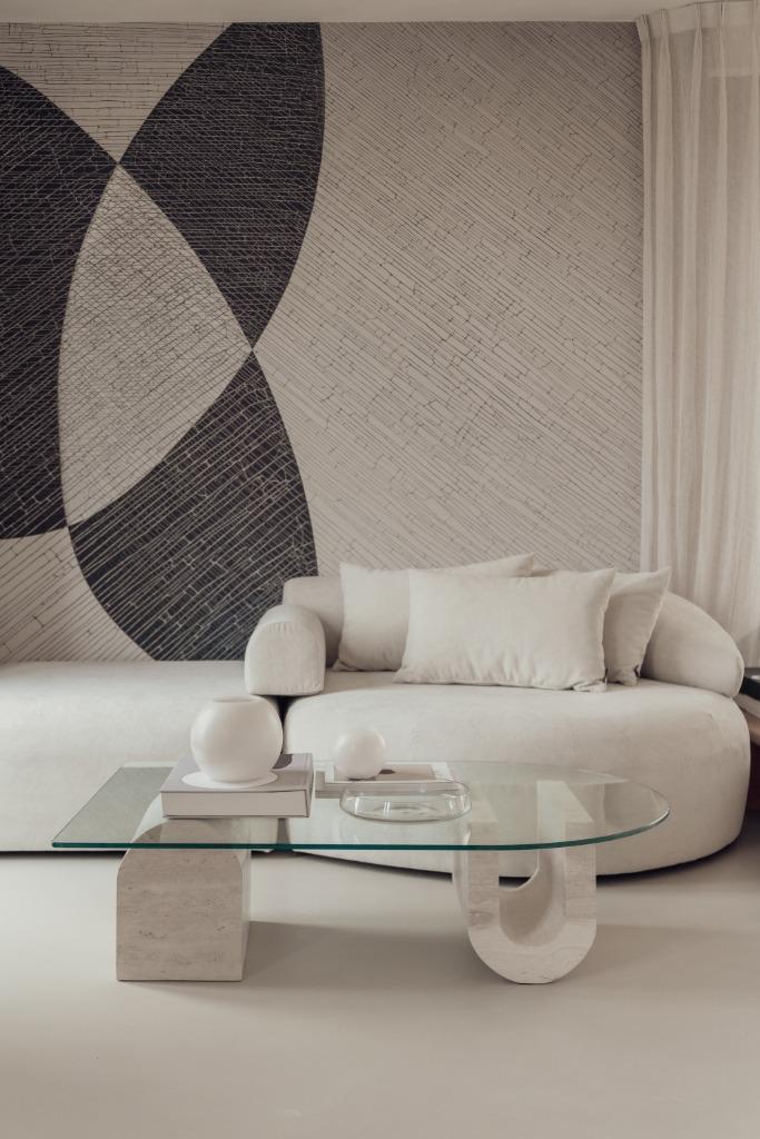 Prachtige travertin salontafel met glasplaat Lari, Huis en Inrichting, Tafels | Salontafels, Nieuw, Minder dan 50 cm, 100 tot 150 cm