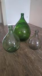 Decoratieve glazen flessen, Huis en Inrichting, Woonaccessoires | Vazen, Ophalen, Minder dan 50 cm, Groen, Glas