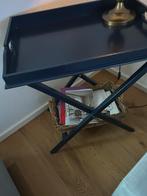 Blauw Bijzettafeltje met Opbergmand, Huis en Inrichting, 55 tot 75 cm, Zo goed als nieuw, Rechthoekig, Hout